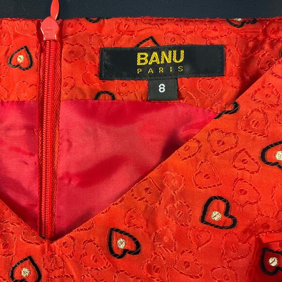 Banu Paris Silk Blend Sheath Dress and Jacket Size 8 Vintage NWT Holiday Hearts - Picture 12 of 16